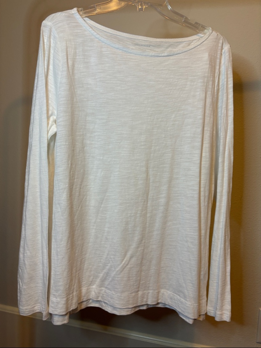 Banana Republic Cream Cotton Slub Long Sleeve Top